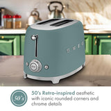 SMEG 2 Slice Toaster with 6 Presets and Defrost Function and Removable Crumb Tray TSF01RDUS, RED