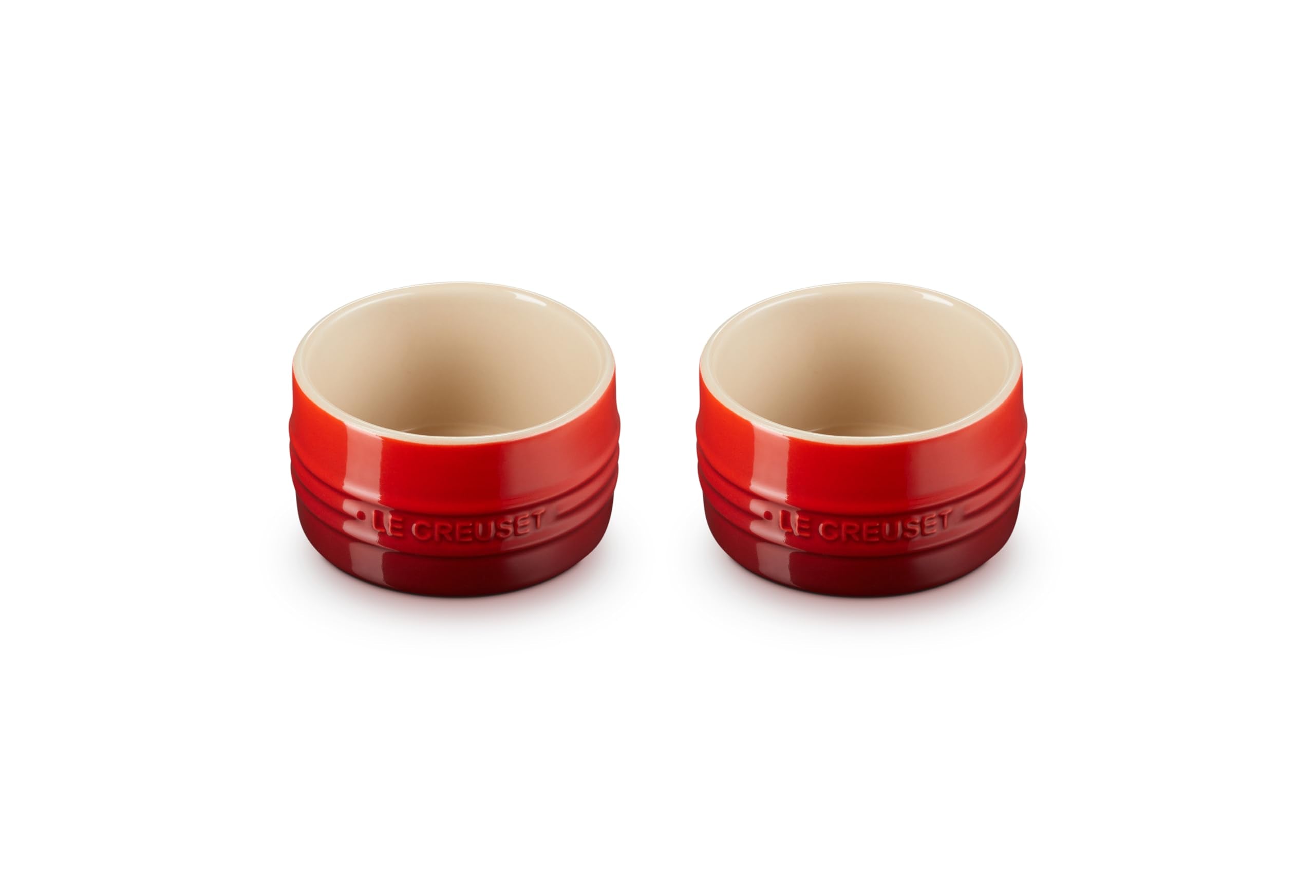 Le Creuset Stoneware Round Ramekin Straight Wall Set of 2, 7 oz. Each, White