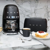 Smeg 50's Retro Style Aesthetic Drip Coffee Machine with 10 Cup Glass Carafe, Auto Start Feature, Keep Warm Plate, and Two Coffee Strength Settings (Red)