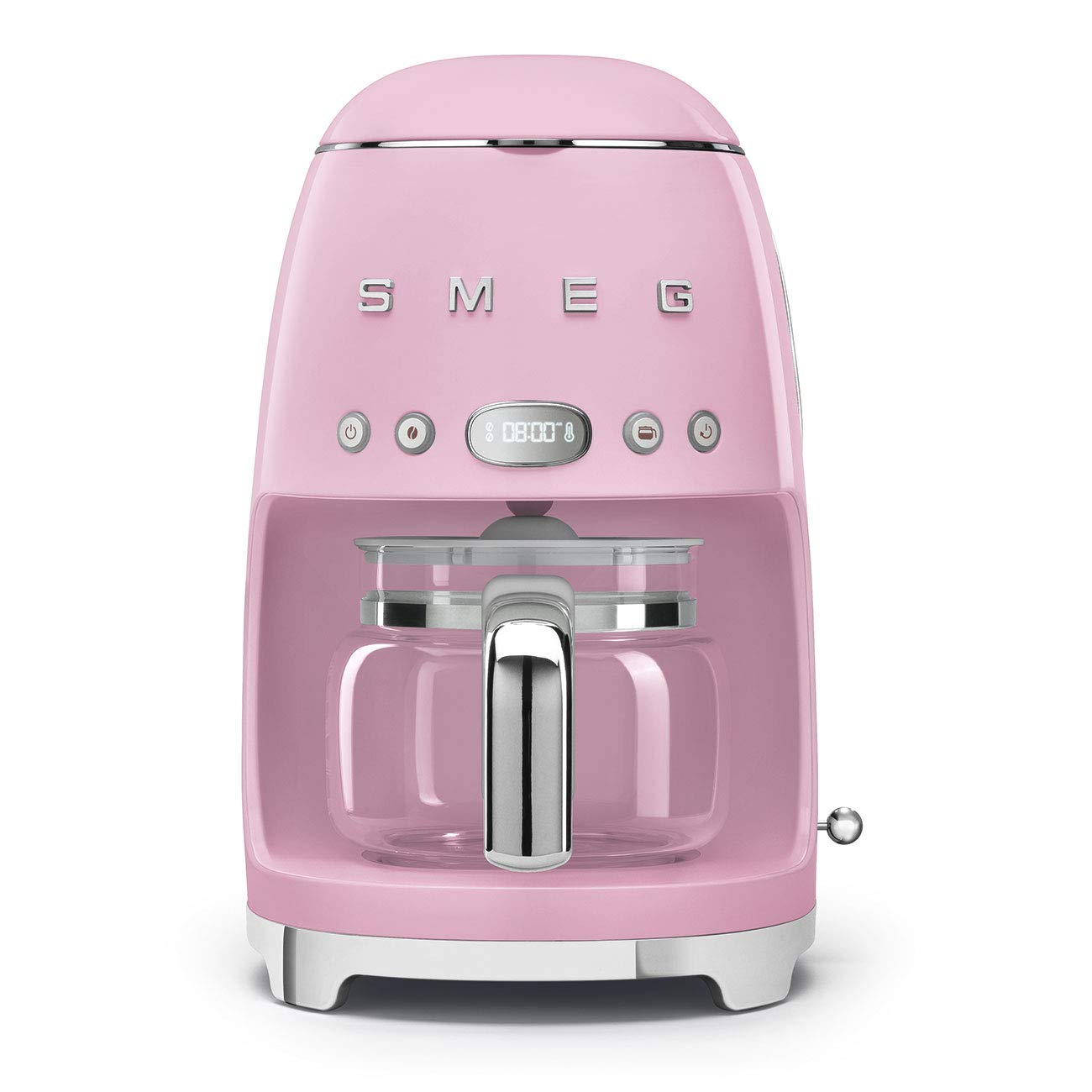 Smeg 50's Retro Style Aesthetic Drip Coffee Machine with 10 Cup Glass Carafe, Auto Start Feature, Keep Warm Plate, and Two Coffee Strength Settings (Red)