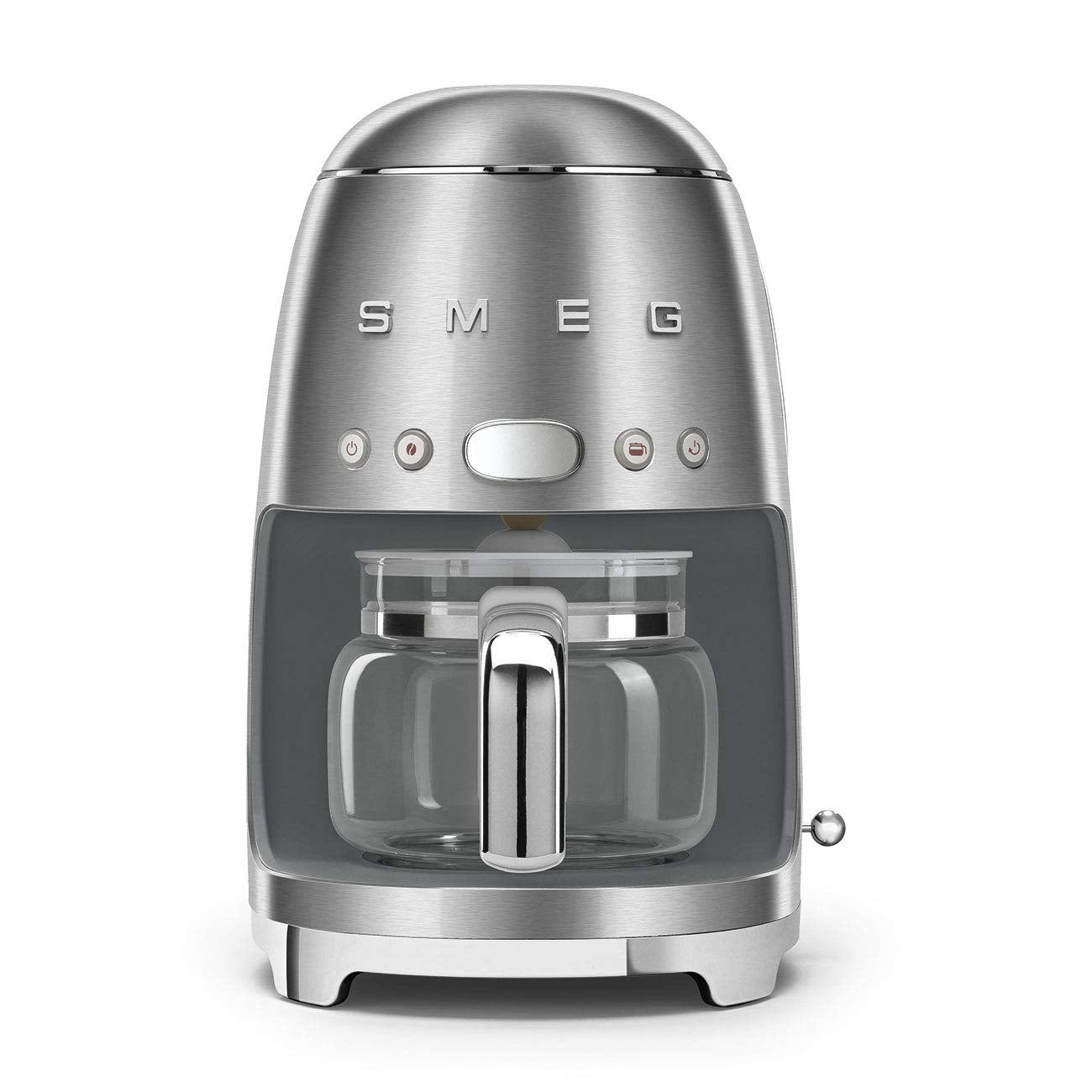 Smeg 50's Retro Style Aesthetic Drip Coffee Machine with 10 Cup Glass Carafe, Auto Start Feature, Keep Warm Plate, and Two Coffee Strength Settings (Red)