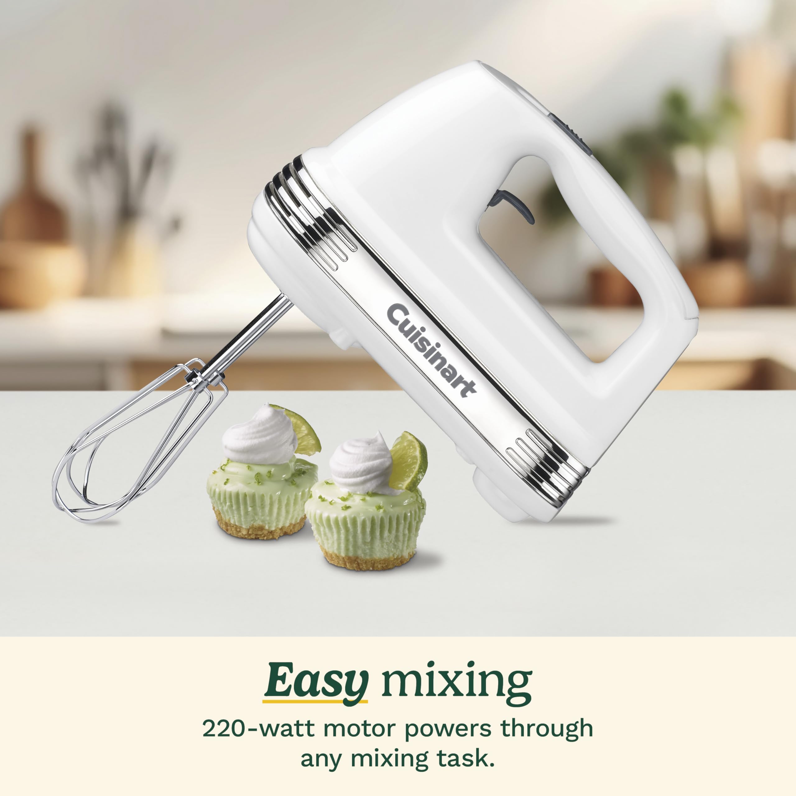 Cuisinart Power Advantage Plus 9-Speed Hand Mixer, 220W Motor, Electric Mixer with Dishwasher-Safe Beaters, Storage Case, HM-90BCS, Brushed Chrome