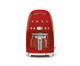 Smeg 50's Retro Style Aesthetic Drip Coffee Machine with 10 Cup Glass Carafe, Auto Start Feature, Keep Warm Plate, and Two Coffee Strength Settings (Red)