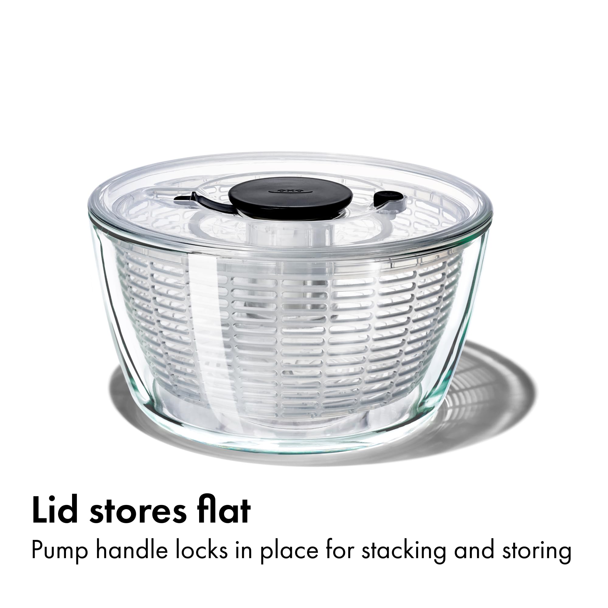 OXO Good Grips Glass Salad Spinner - Large 6.22-Qt Lettuce & Fruit Washer, Borosilicate Glass Bowl, BPA-Free, Easy Pump