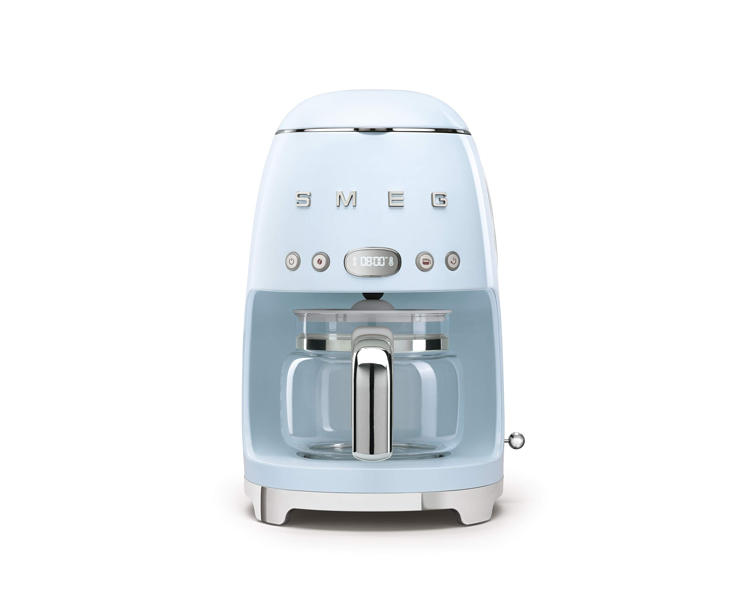 Smeg 50's Retro Style Aesthetic Drip Coffee Machine with 10 Cup Glass Carafe, Auto Start Feature, Keep Warm Plate, and Two Coffee Strength Settings (Red)