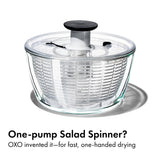 OXO Good Grips Glass Salad Spinner - Large 6.22-Qt Lettuce & Fruit Washer, Borosilicate Glass Bowl, BPA-Free, Easy Pump
