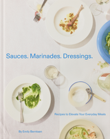 Book cover with images of food and text 'Sauces, Marinades, Dressings' on a white background